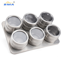 High Quality 6 PCS Salt and Pepper Spice Rack Container Jar Magnetic Spice Tins